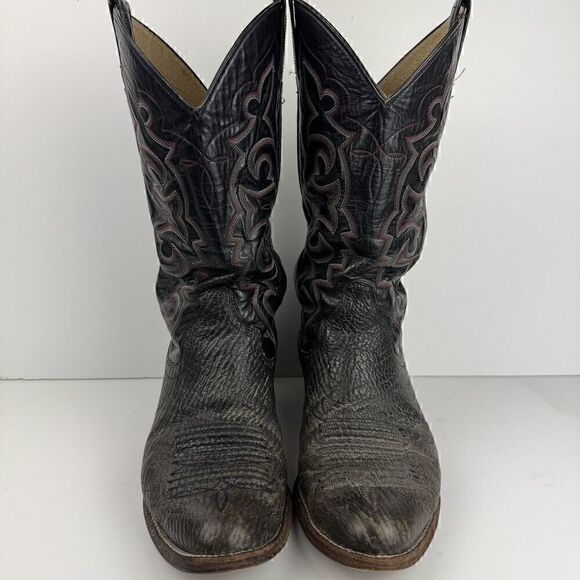Vintage Amazonas Black Almond Toe Western Cowboy Boots, Sz. Mens 9, Womens 10.5 - Picture 3 of 15